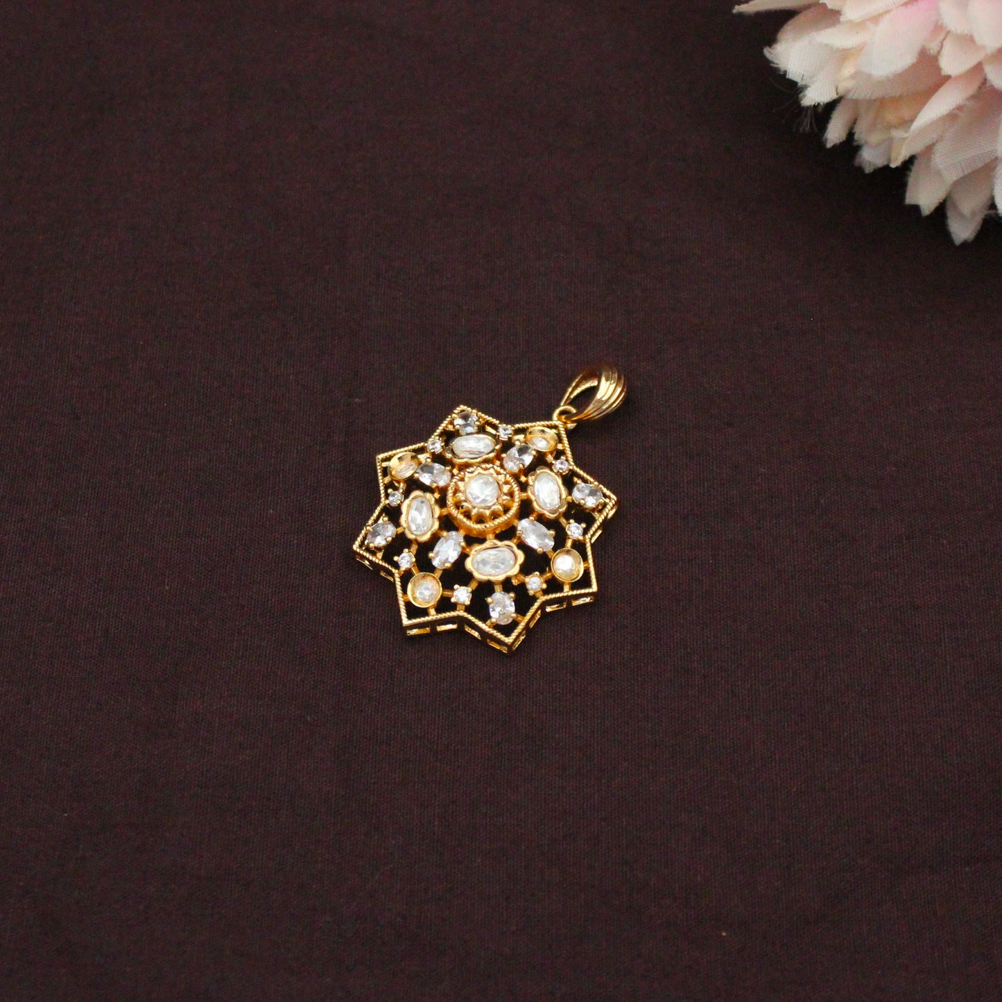 42443 Moissanite Floral Pendant Set
