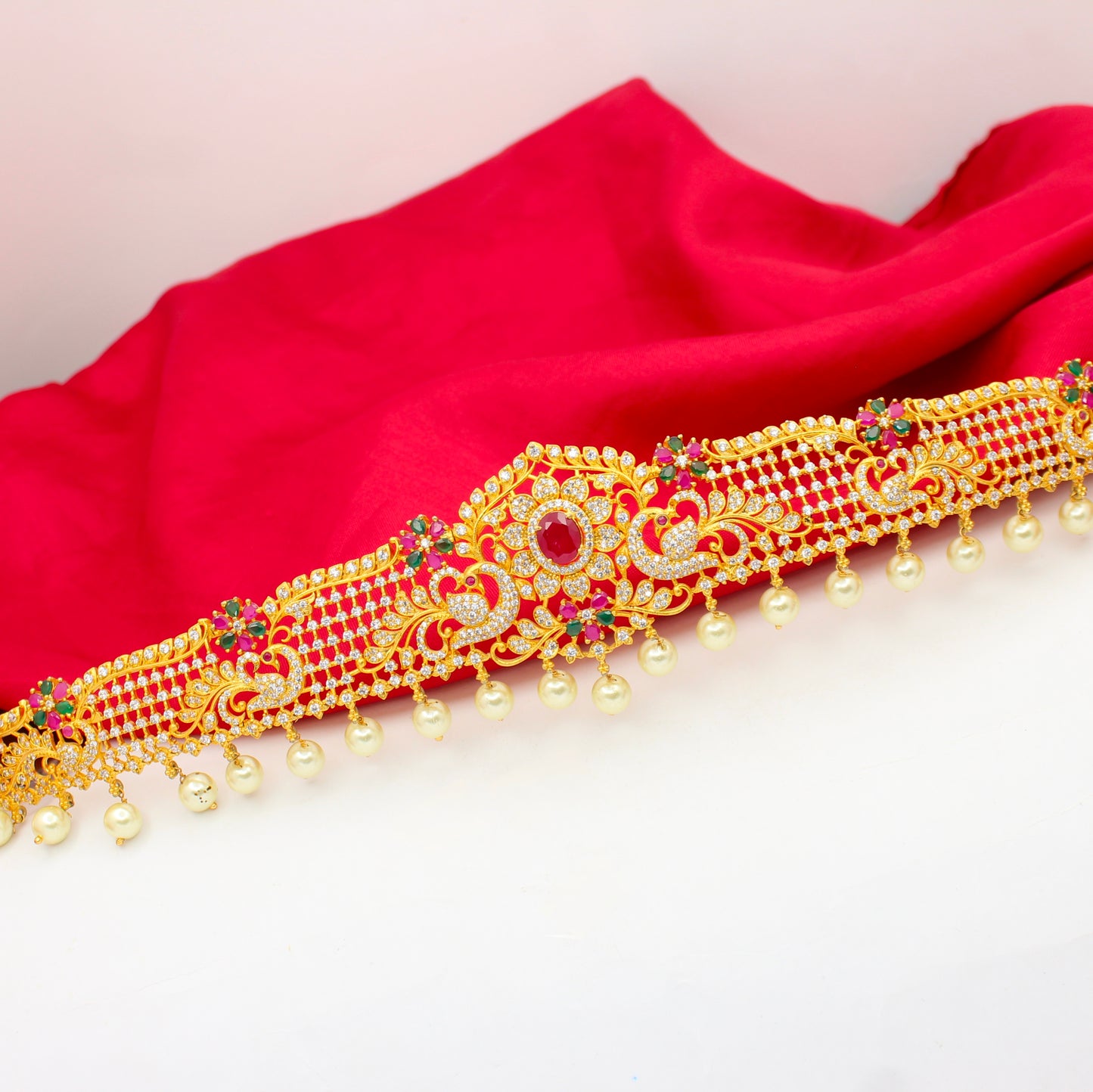 15201 CZ Multi Peacock Flower Vaddanam