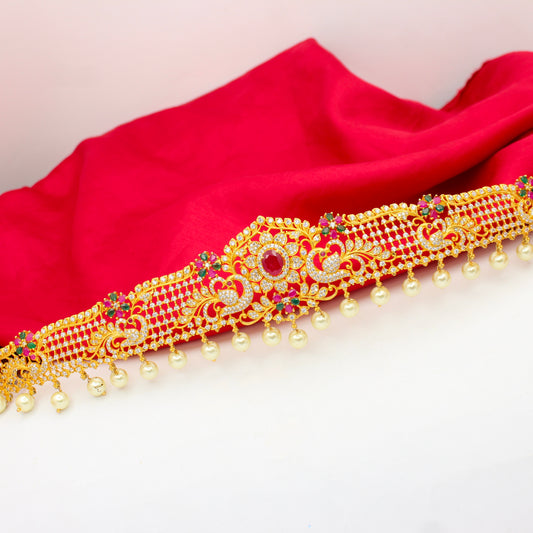 15201 CZ Multi Peacock Flower Vaddanam