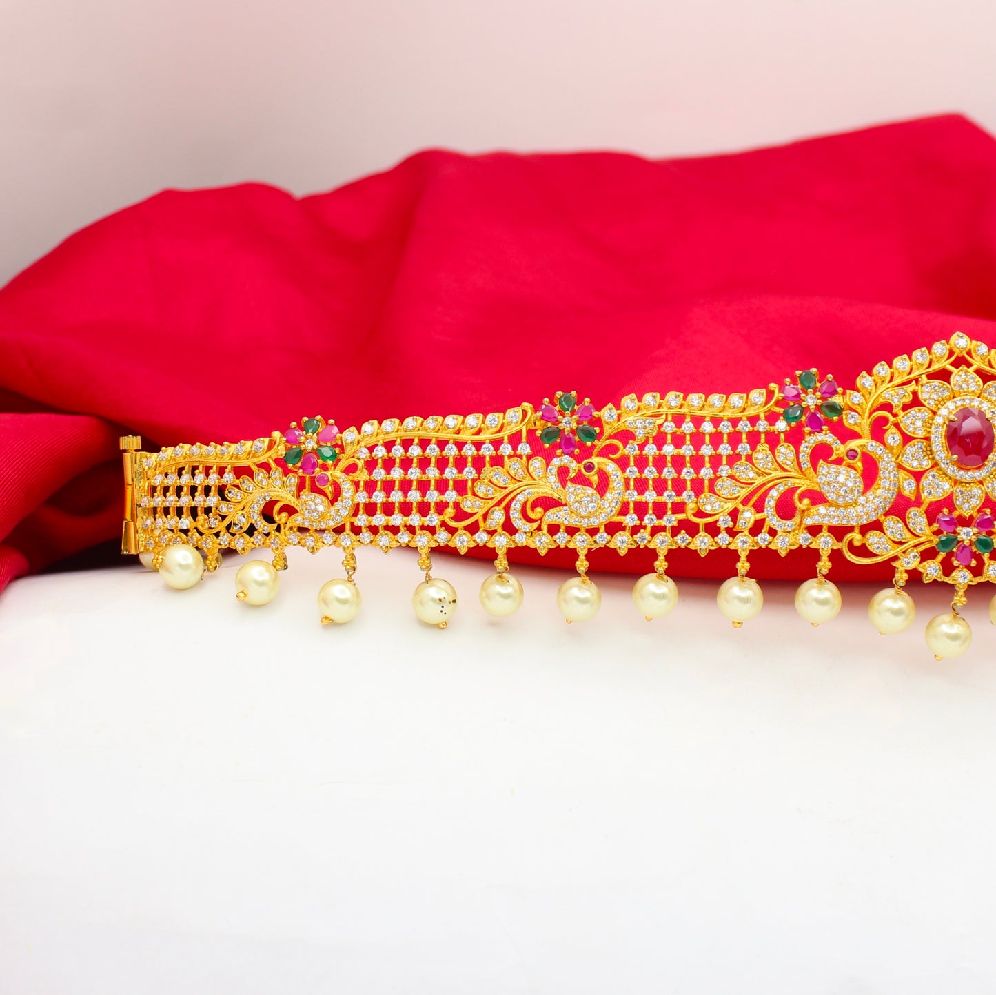 15201 CZ Multi Peacock Flower Vaddanam