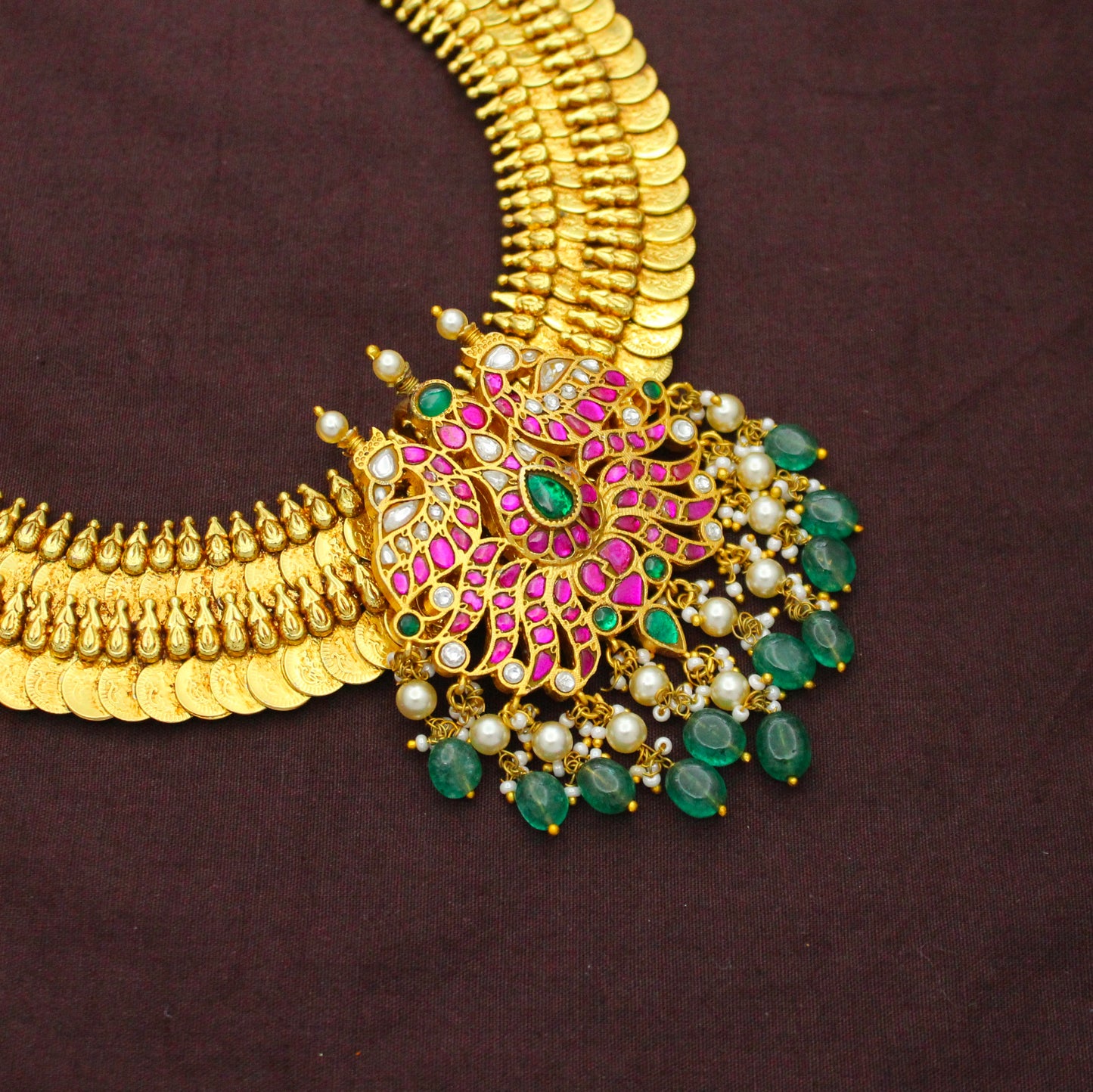 Nakshi Laxmi Long Kasulu With Double Peacock Locket