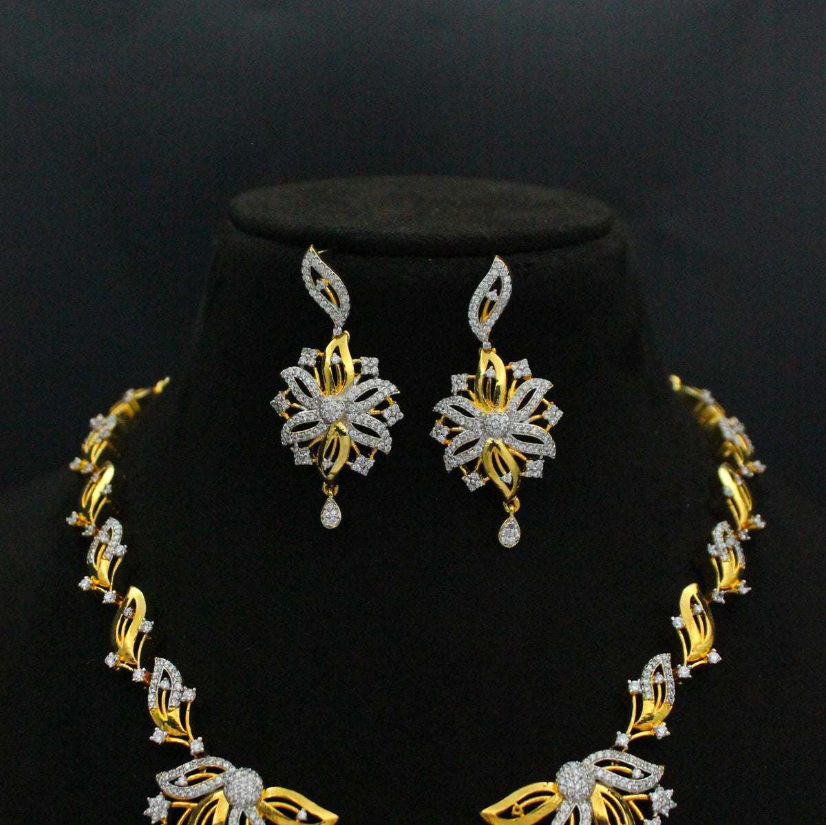 Gold Polish AD Stone Necklace Set SP-941