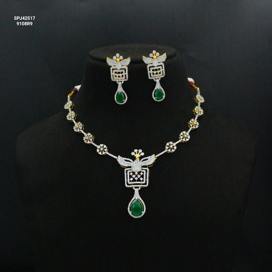 42517 GJ Fancy Short Necklace Green