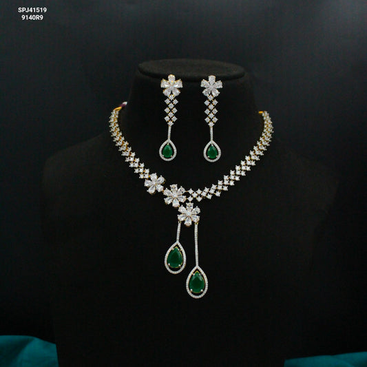 41519  GJ Fancy Short Necklace Set Green
