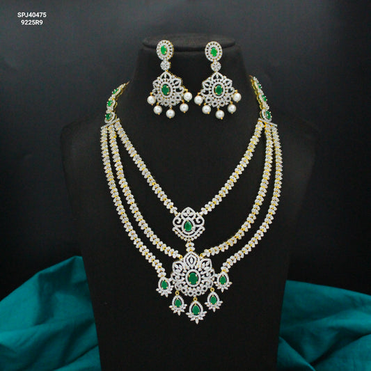 40475 GJ 3 Layer Short Necklace Green