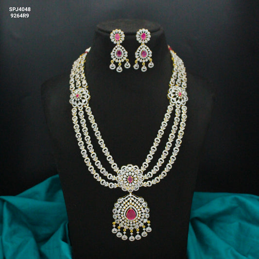 40486 GJ 3 Layers Necklace Set  Red