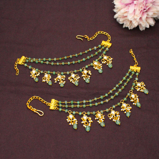 Reals Russian Beads Kundan White  Drops Champaswaralu