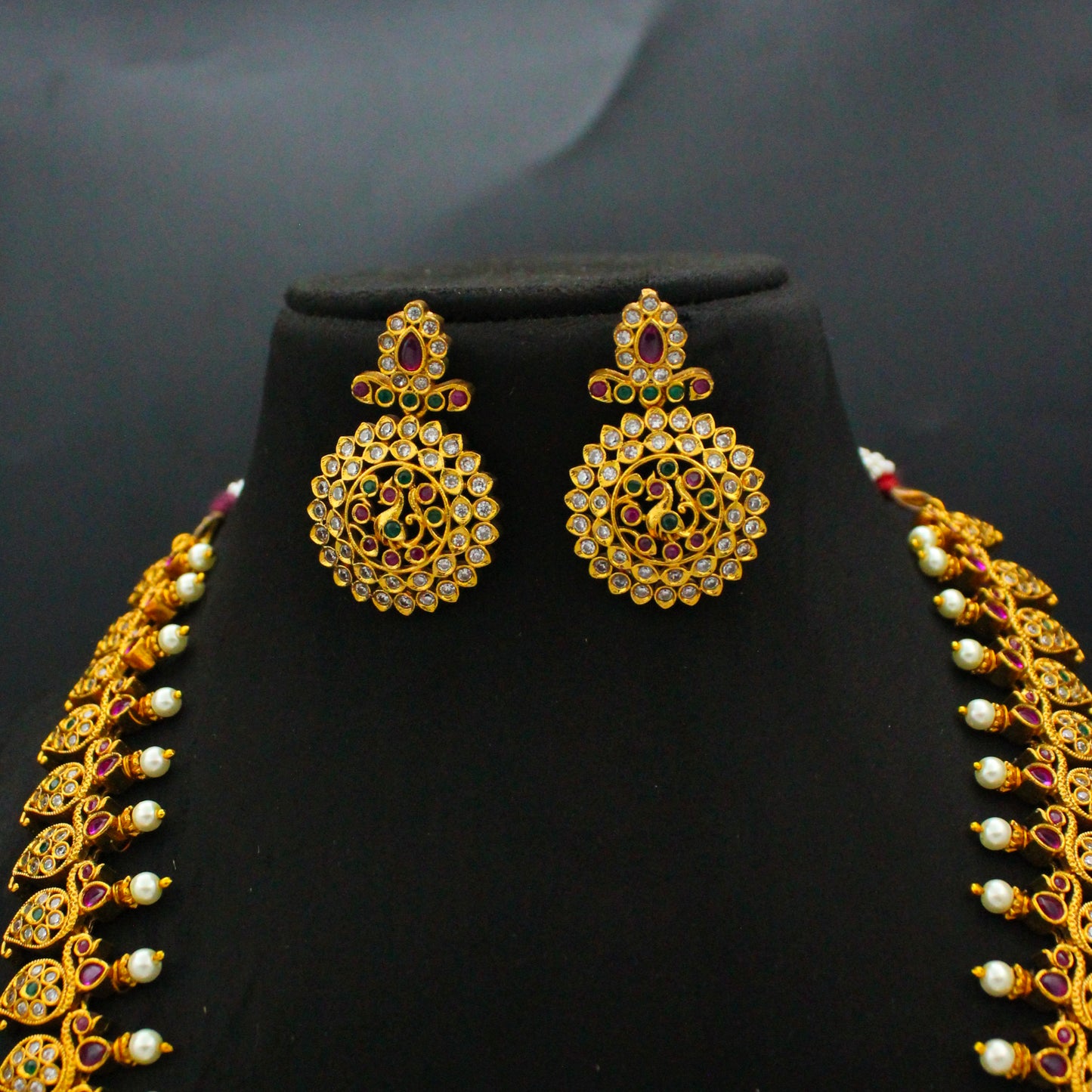 10685 Nakshi Peacock Long Necklace Set
