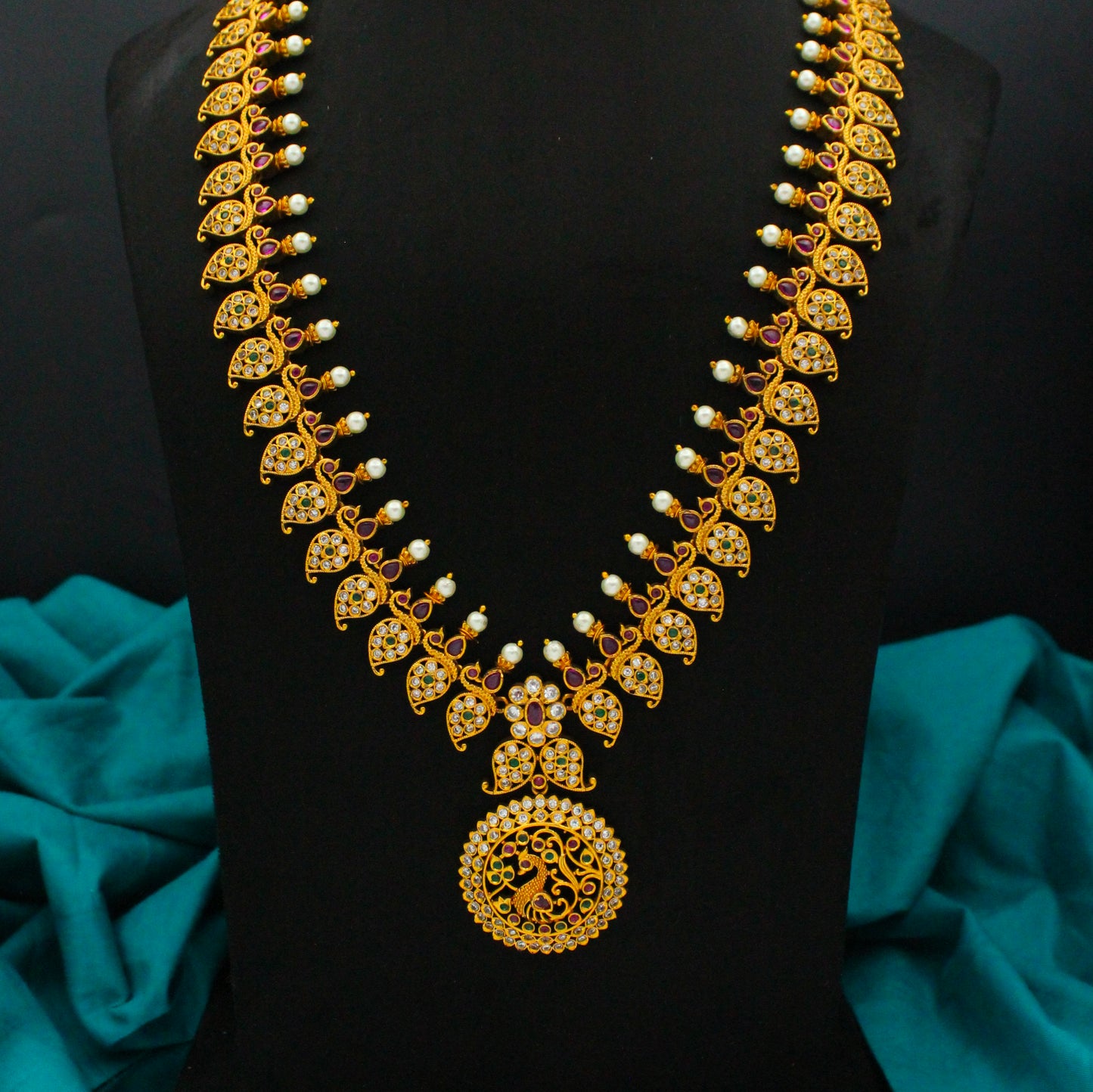 10685 Nakshi Peacock Long Necklace Set