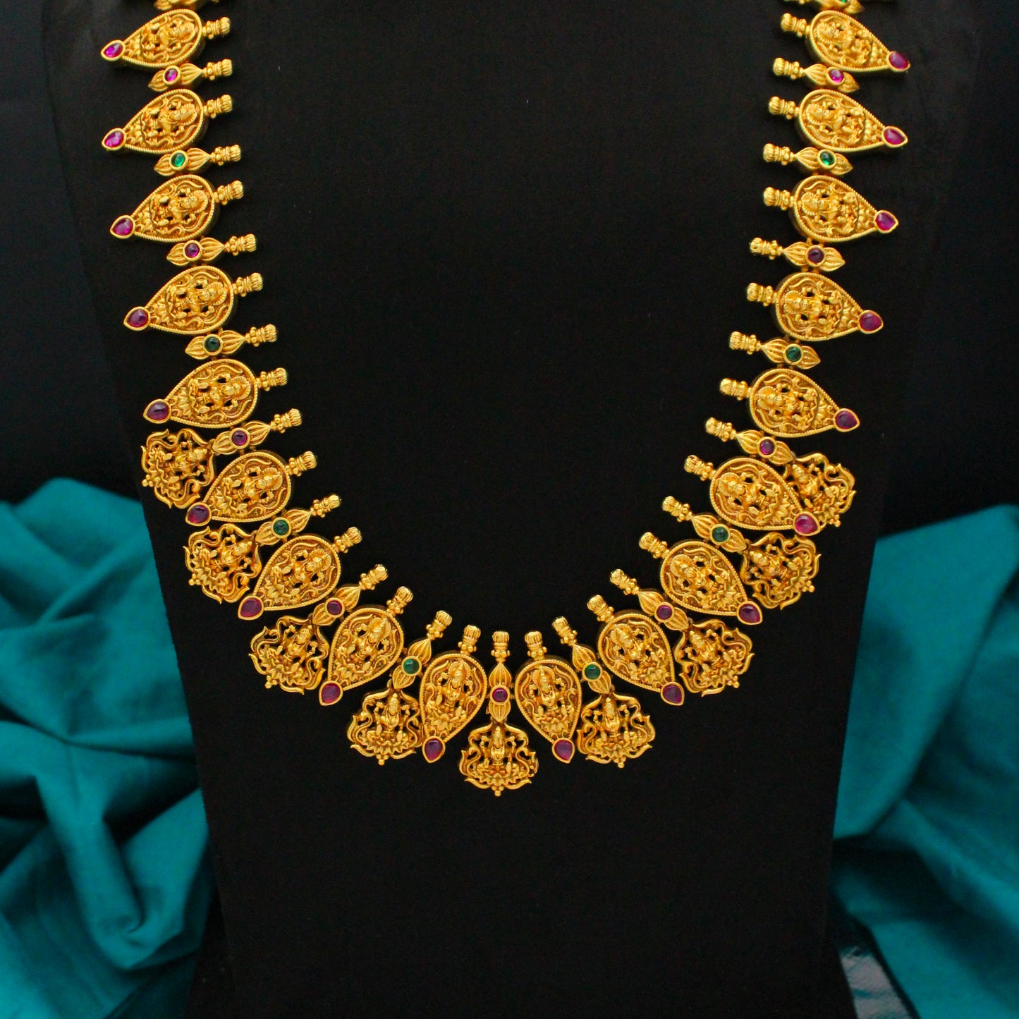 3258 Laxmi Long Multi Necklace Set With Golden Balls Jhumkis