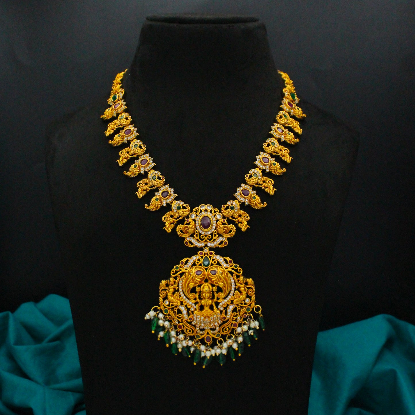 29690 Nakshi Multi Laxmi Short Necklace Set With Screw Back Earrings