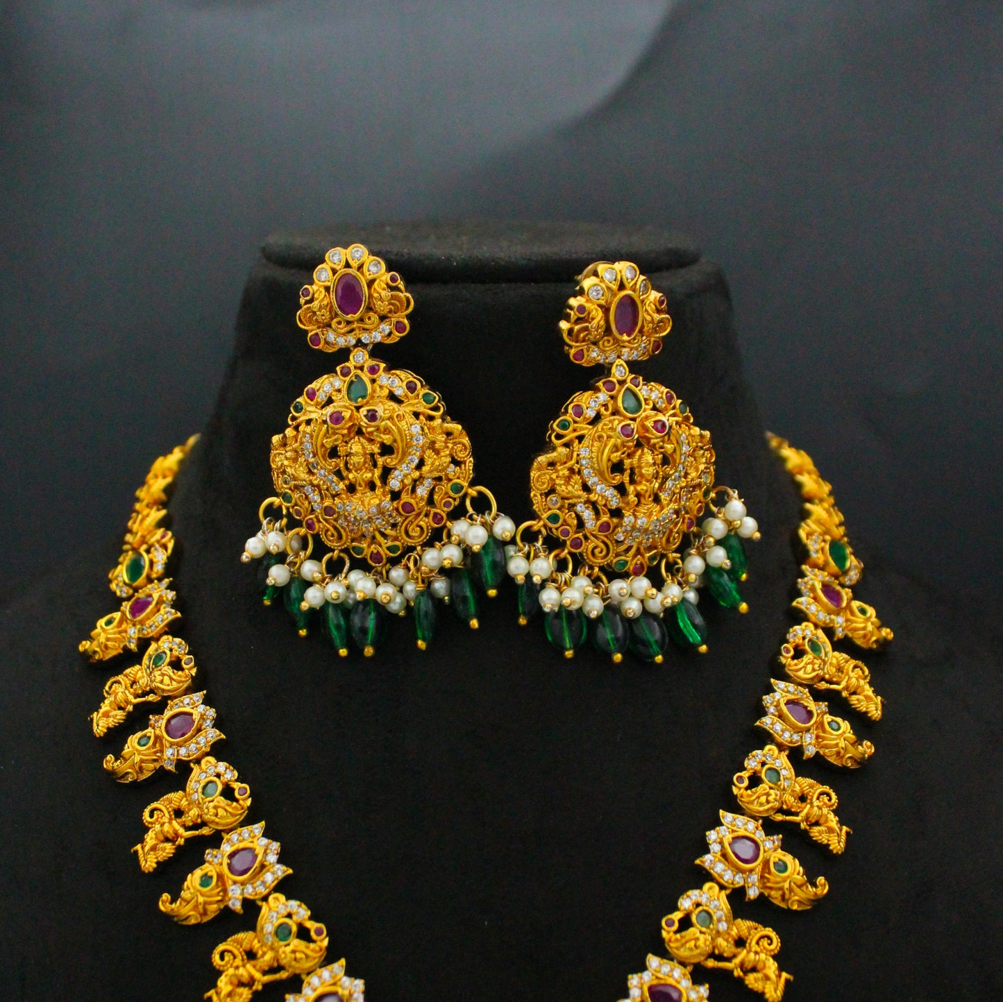 29690 Nakshi Multi Laxmi Short Necklace Set With Screw Back Earrings