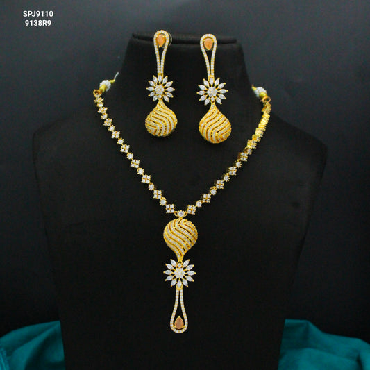 9110 CZ Fancy Short Peach Necklace Set