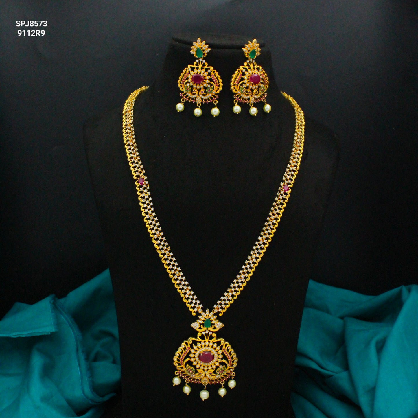 8573 CZ Long Multi Necklace Set
