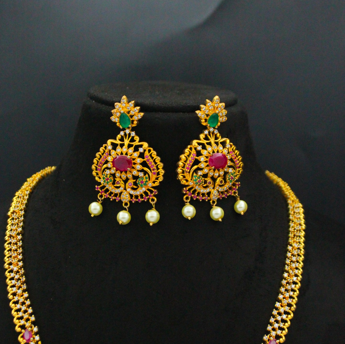 8573 CZ Long Multi Necklace Set