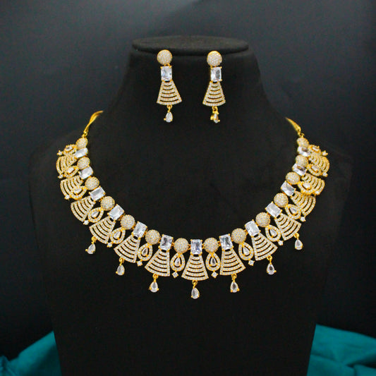 16158 CZ Short Fancy Full White Necklace