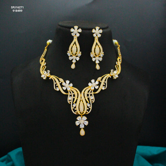 16271 CZ Full White Fancy Short Necklace Set