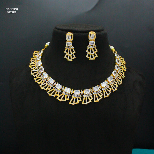 13368 CZ Short Full White Fancy Necklace Set