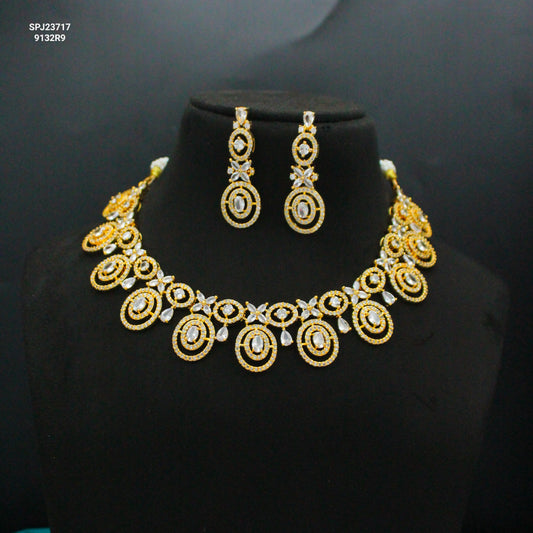 23717 CZ Full White Short Fancy Necklace Set