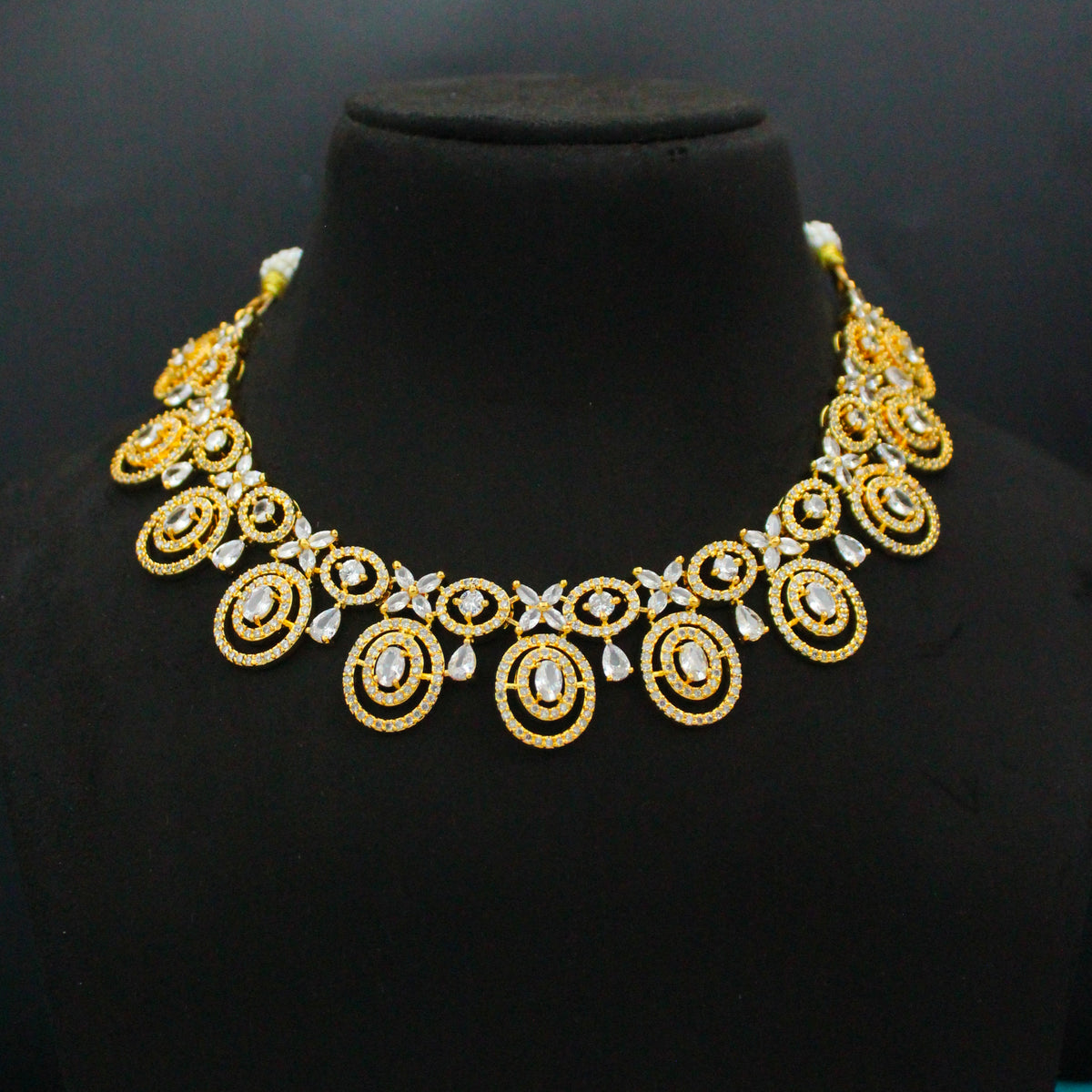 23717 CZ Full White Short Fancy Necklace Set