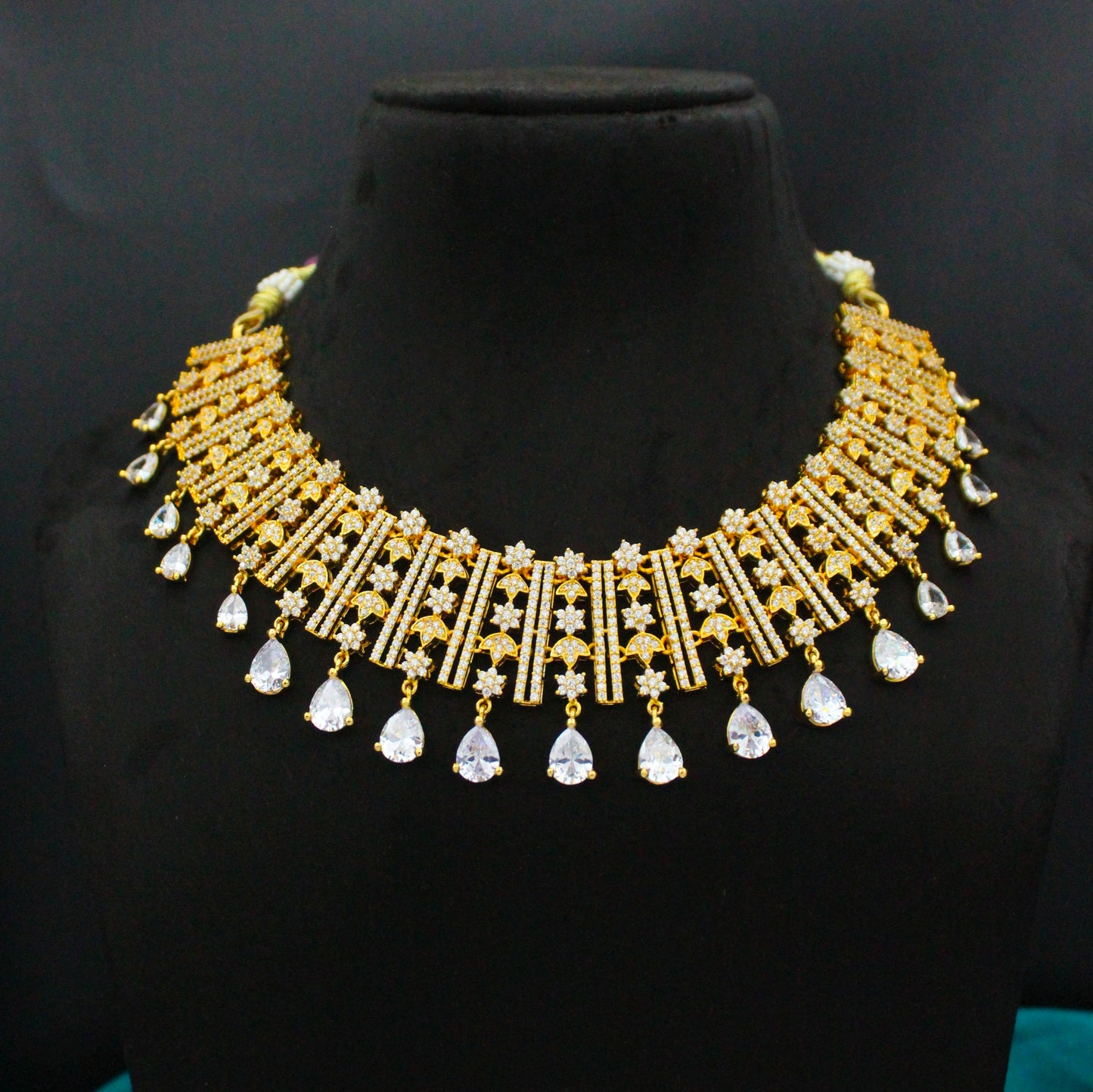 9116 cz full white short necklace