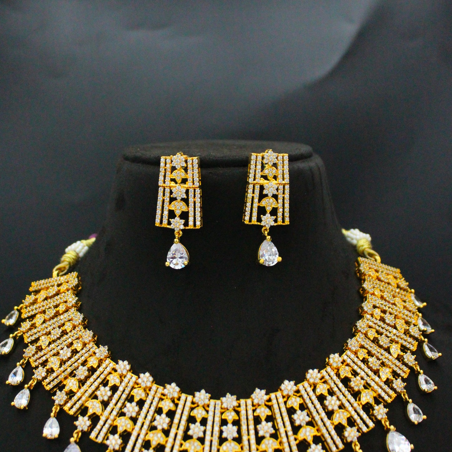 9116 cz full white short necklace