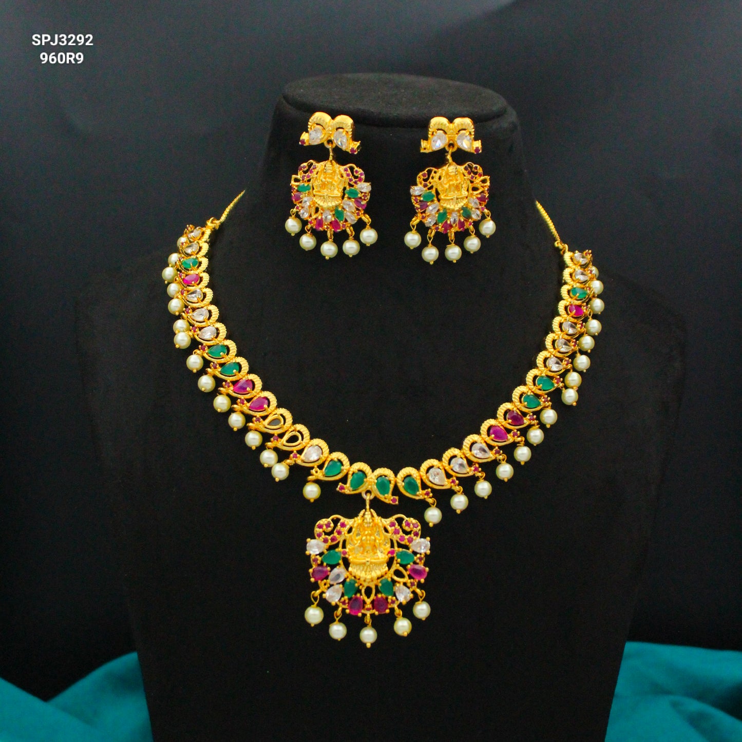 Lakshmi Multicolour Gold Short Necklace Set SP-3292