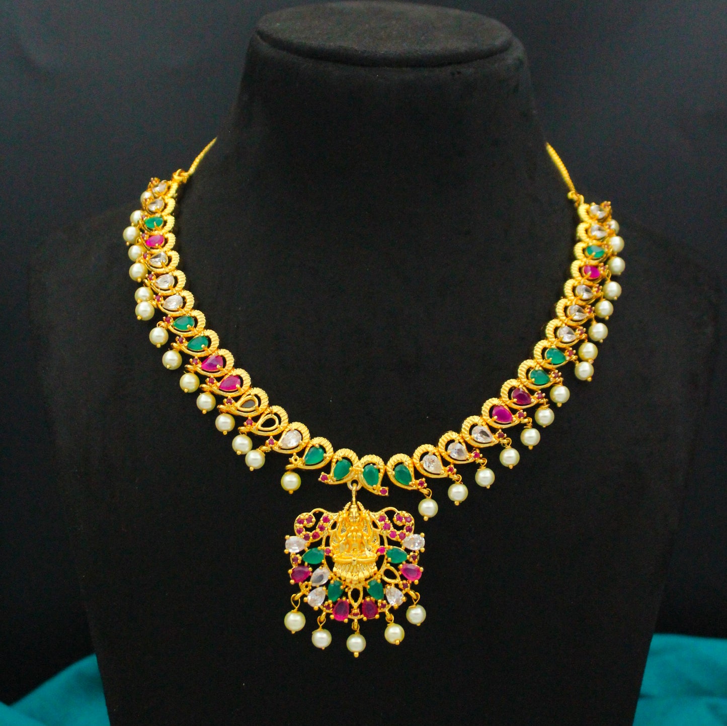 Lakshmi Multicolour Gold Short Necklace Set SP-3292