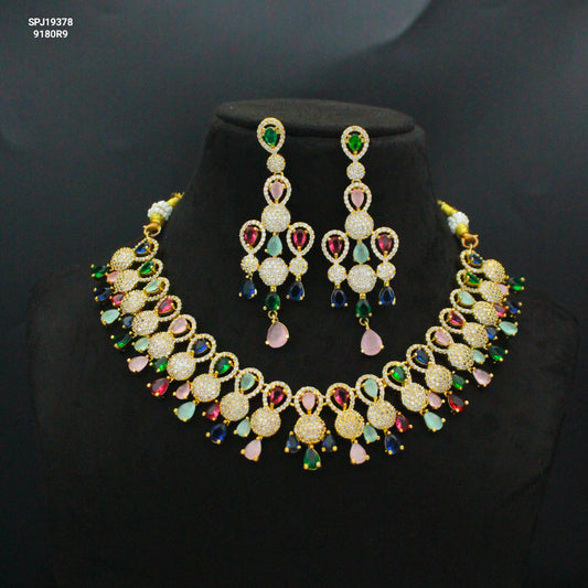 19378 Multi AD Stone Necklace