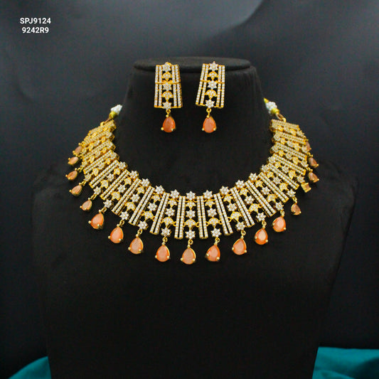 9124 GP Short Necklace Set Orange