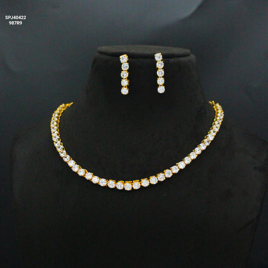 40422 CZ Single Line Short Necklace Set