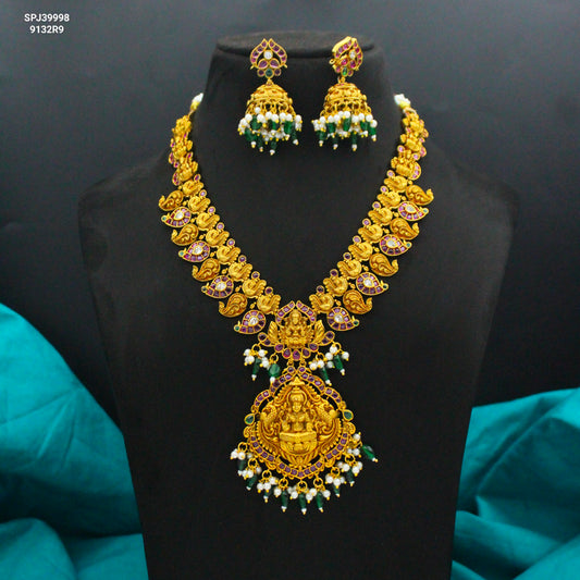 39998 Matte Lakshmi short necklace with Jhumkas