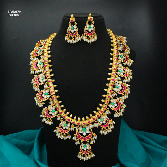 42579 Jadau guttapusalu long necklace
