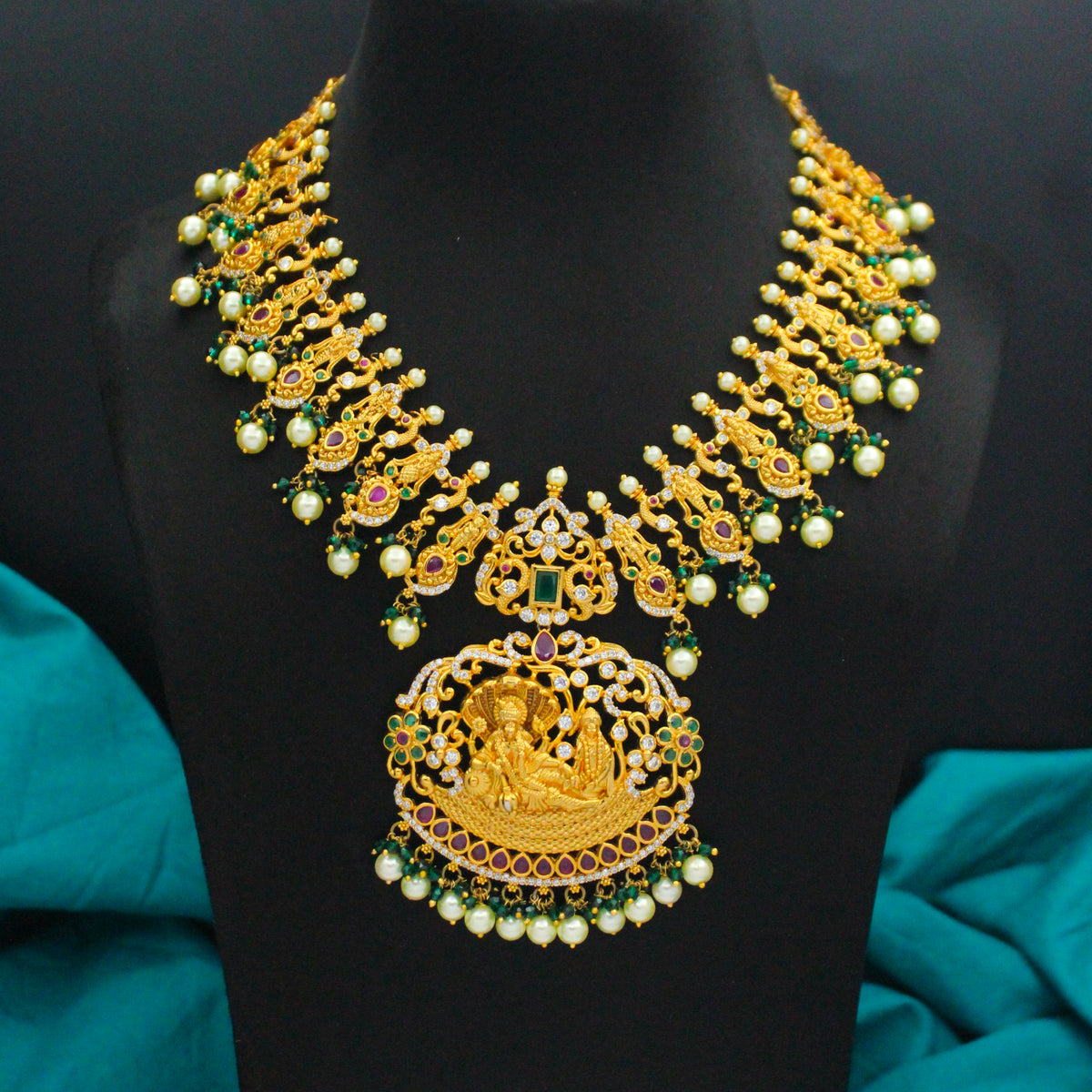 Matte Vishnu Lakshmi Short Necklace Set SP-11548