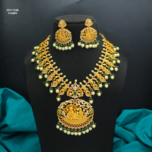11548 Matte Vishnu Laxmi Necklace Set Short