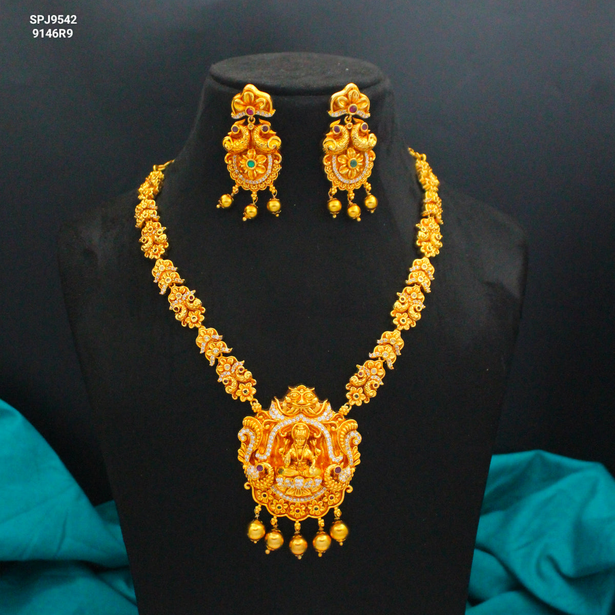 Lakshmi Matte Short Necklace with Golden Balls SP-9542