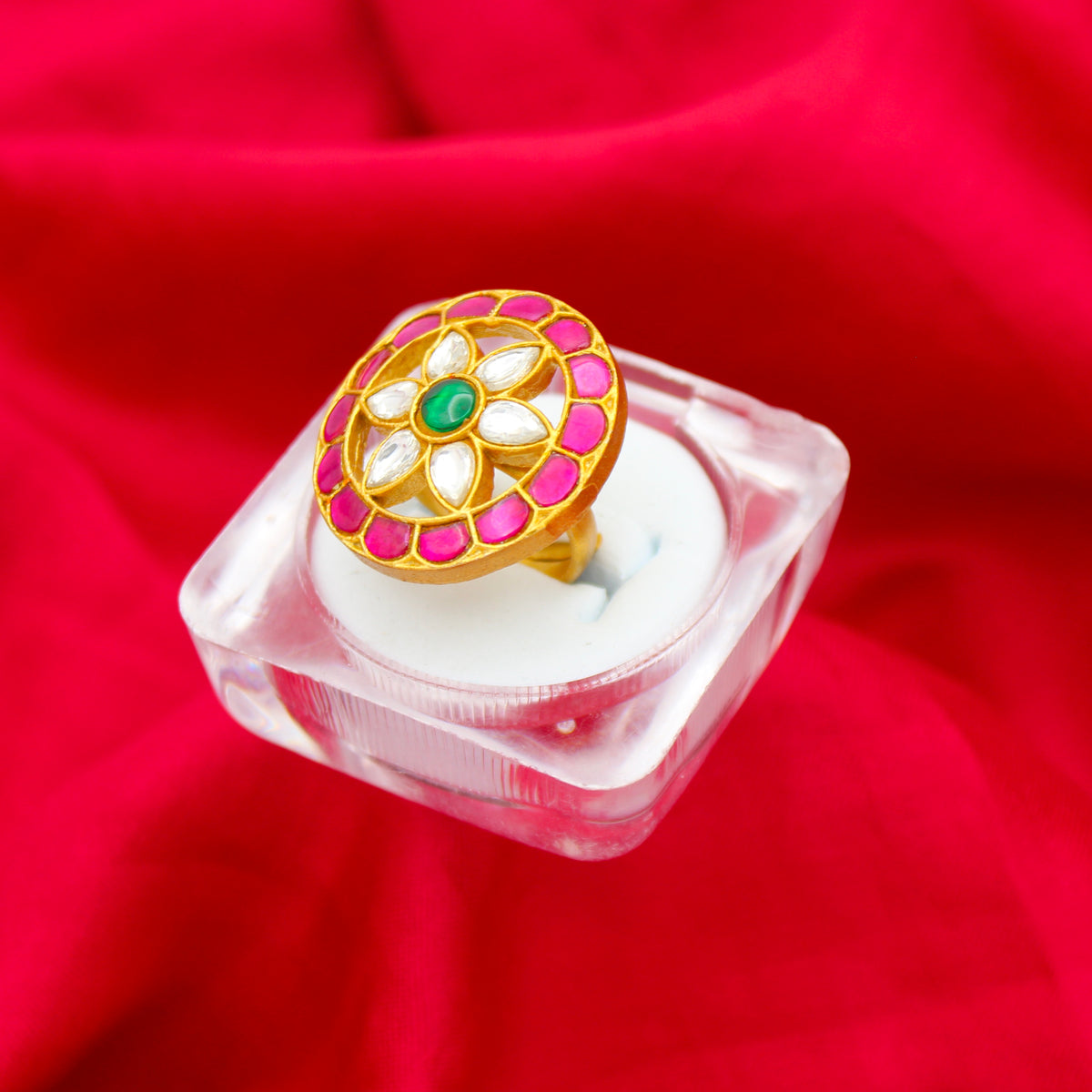 Jadau Kundan Multi Flower Finger Ring 42641