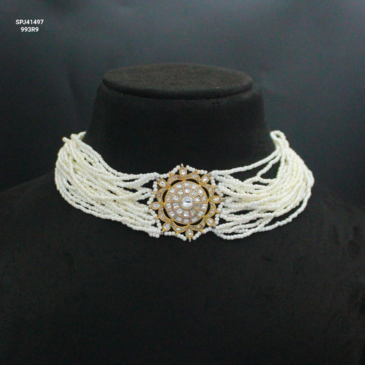 41497 White Pearls Choker Without Earrings