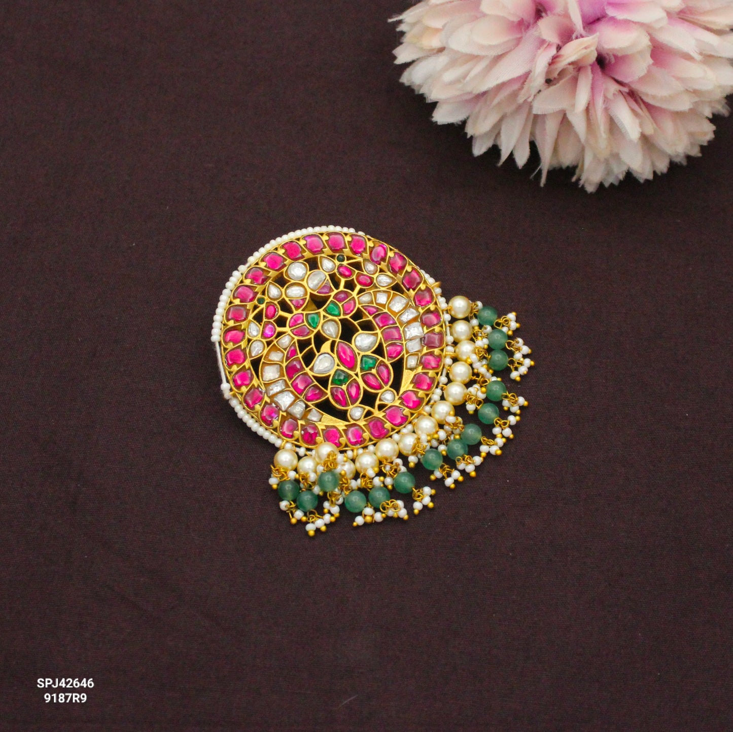 42646 Jadau Peacock Multi Locket