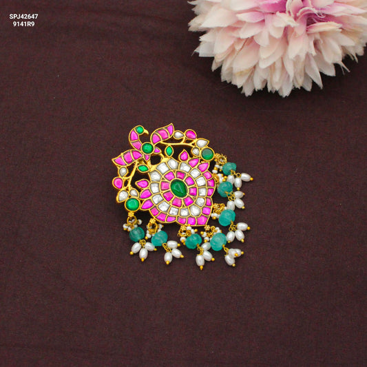 42647 Jadau Peacock Multi Locket