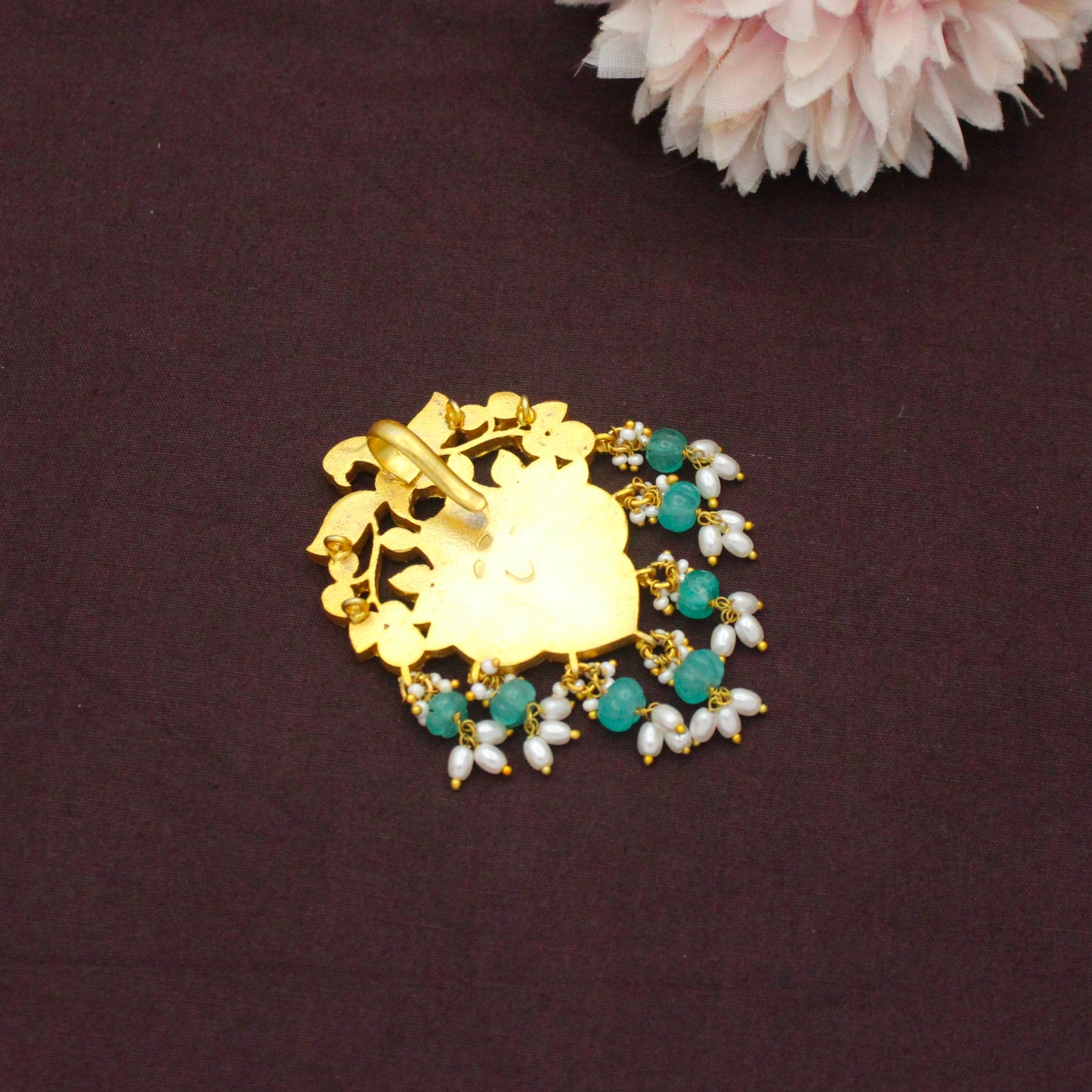 42647 Jadau Peacock Multi Locket