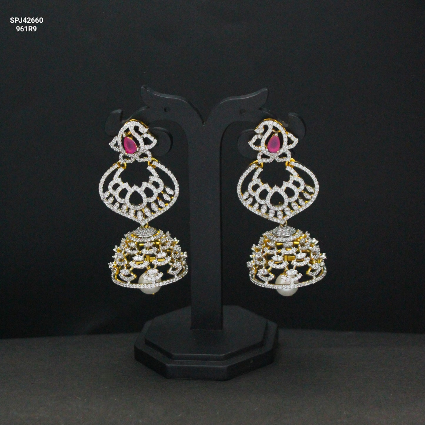 42660 Diamond Look Mango Ruby Jhumki