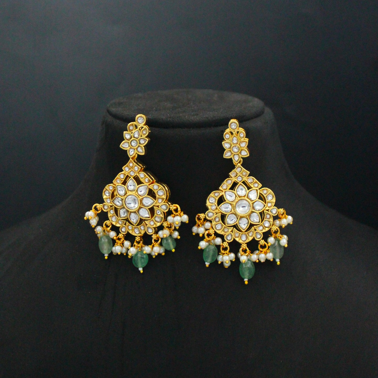 42658 Jadau Mango 2 In 1 Long Necklace Set With Push Back Earrings