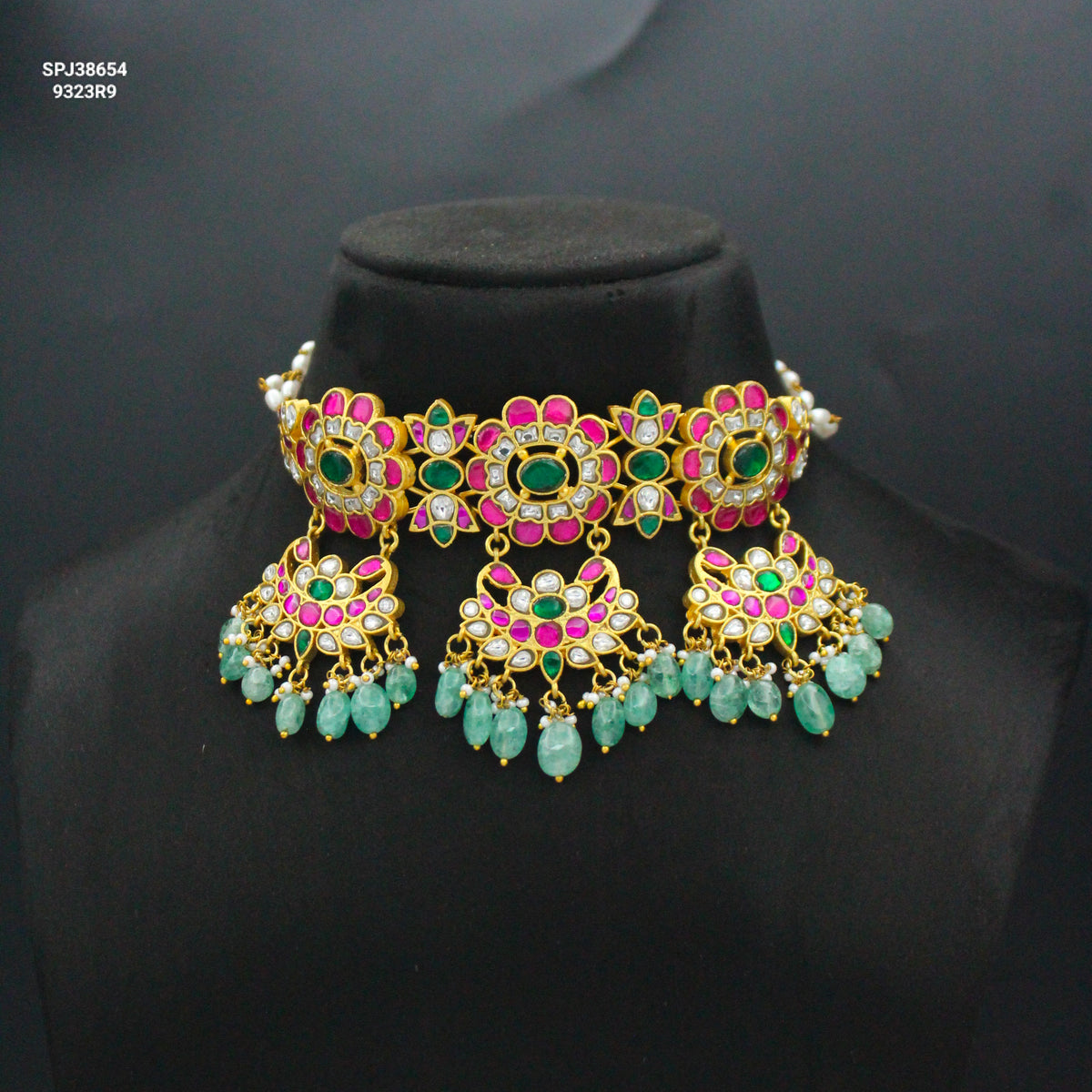 Jadau Multicolour Stone Choker Necklace SP-38654