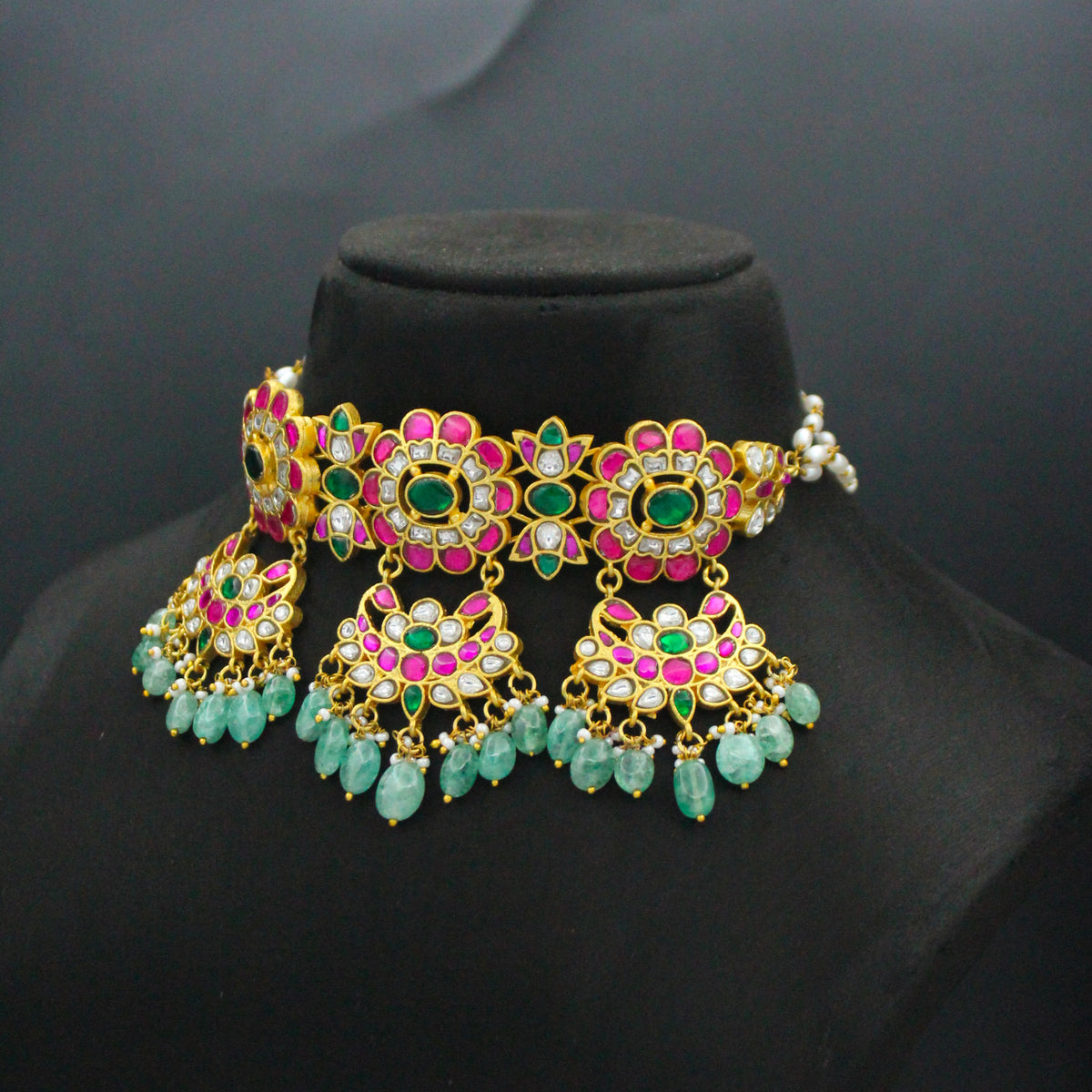 Jadau Multicolour Stone Choker Necklace SP-38654