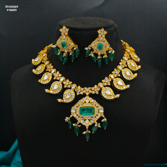 42669 Mango Moissanite Short Necklace Set Green
