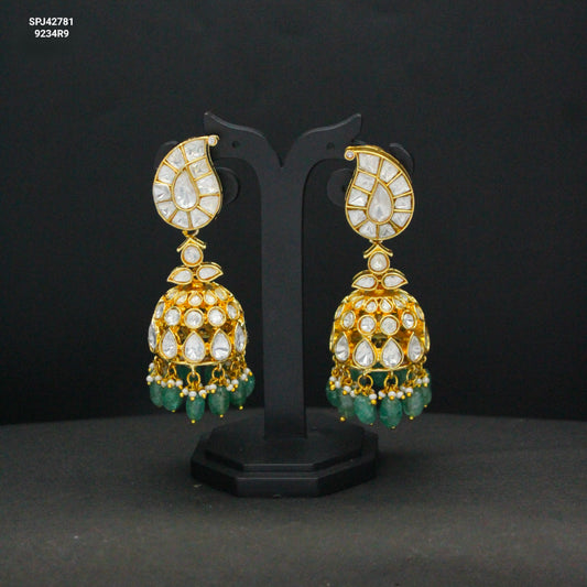42657 Jadau Moissanite Full White Stone Long Jhumki