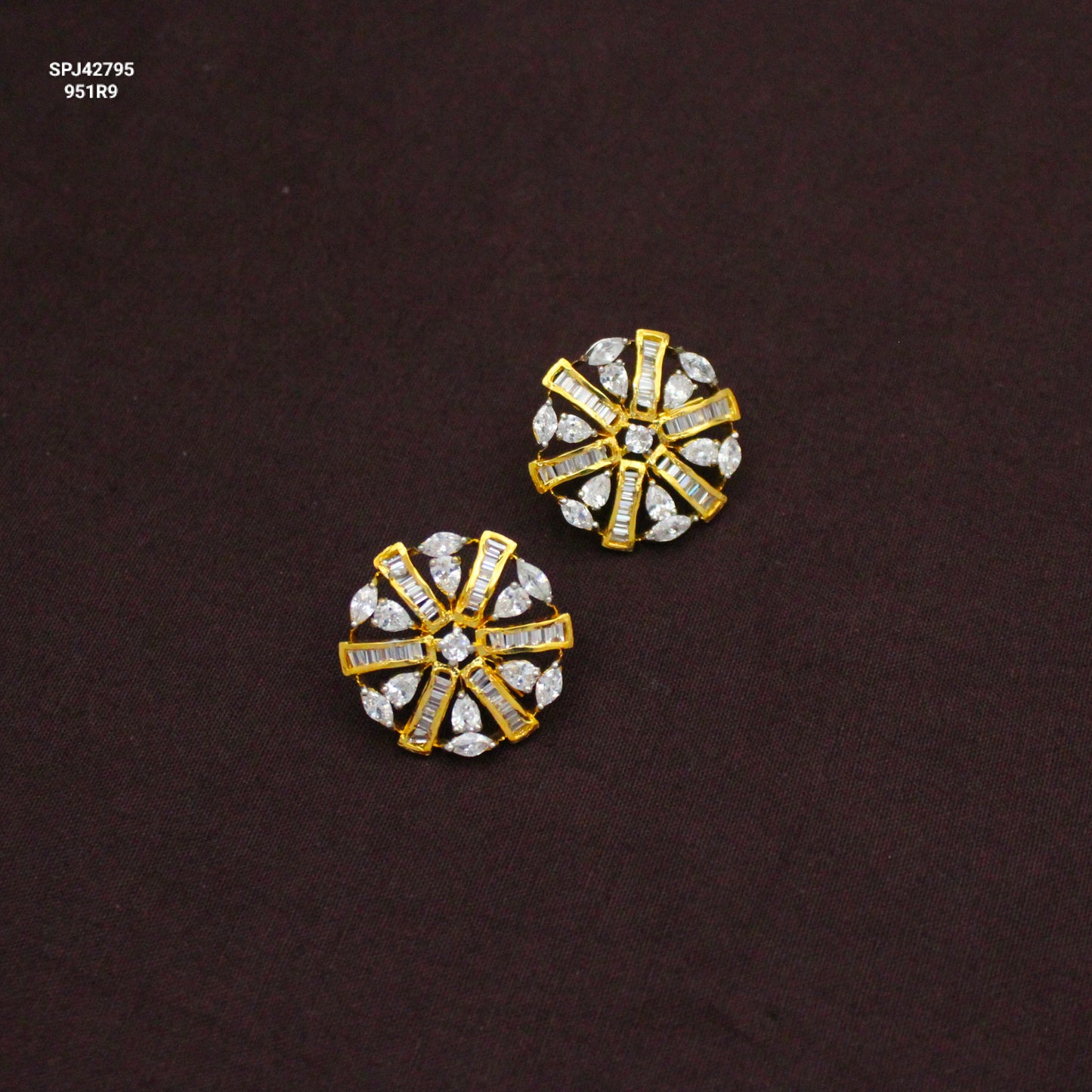 42795 CZ Round Studs Screw Back