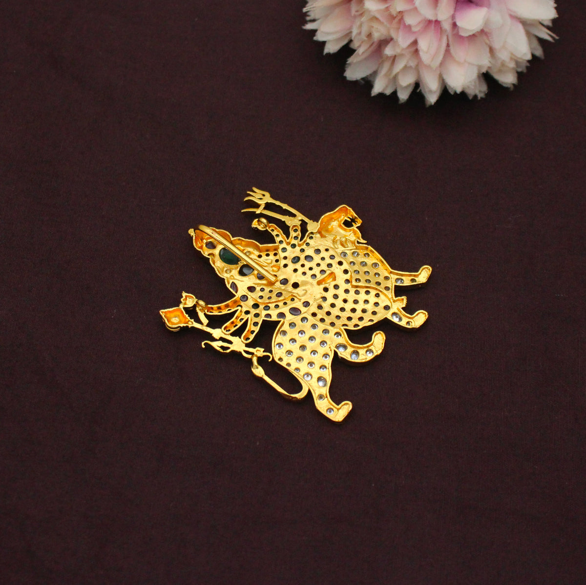 42819 Durga Maa Pota Stone Multi Locket With Openable Hook