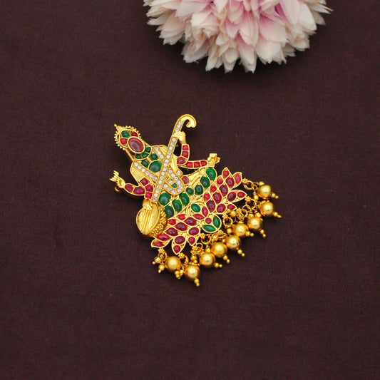 41245 Traditional Pota Stone Saraswati Temple Pendant